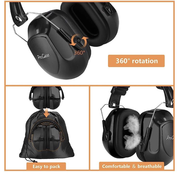 ProCase Noise Reduction Safety Ear Muffs, Hearing Protection Earmuffs, NRR  28dB Noise Sound Protection Headphones for Shooting Gun Range Mowing