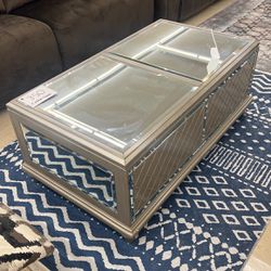 Glamorous Silver Mirror Coffee Table With 2 Drawers 