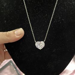 SALE 5 Carat  SERIOUS BUYERS Lab Grown Moissanite Heart Shape Solitaire 925 Necklace 14k Plated Passes Diamond Tester