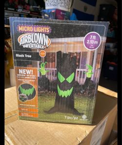 Gemmy Airblown Inflatable Spooky Black Tree with Micro Lights, 7 ft Tall,