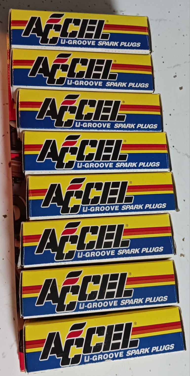 LIGHTLY USED ACCEL HIGH PERFORMANCE HEADER PLUGS 8199 #576S, 8 PLUGS, SELLING FOR $51.49-$52.75