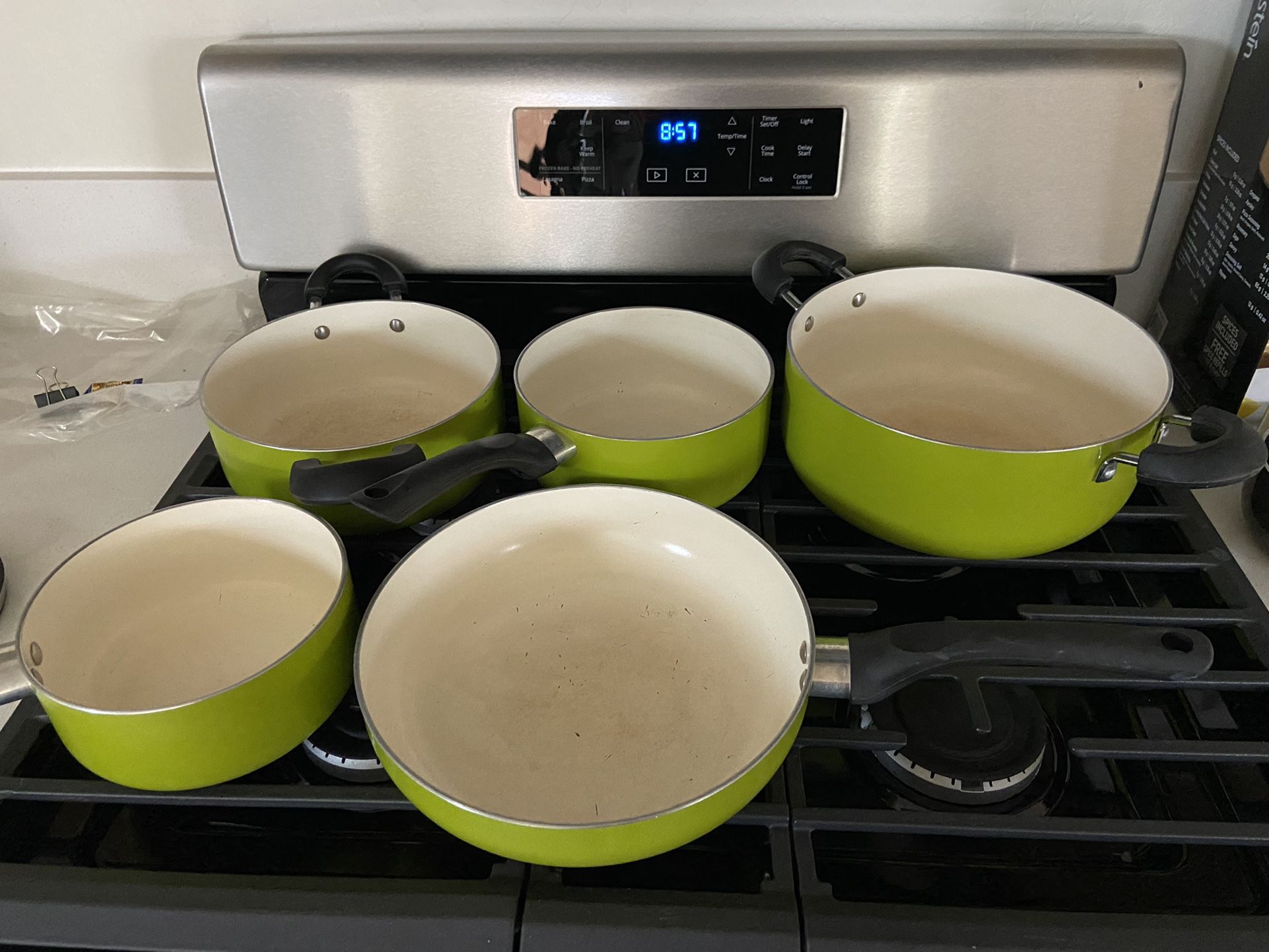 Ceramic Coated Pots And Pans Set With Lids
