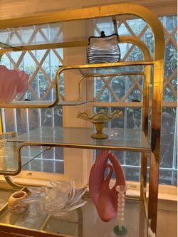 70s/80s vintage brass and glass etager