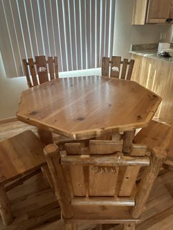 Wood Table With 5 Chairs
