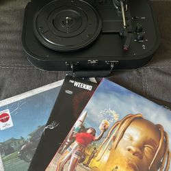 Record Player with 3 Records 