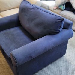 Blue Oversized Armchair & Ottoman
