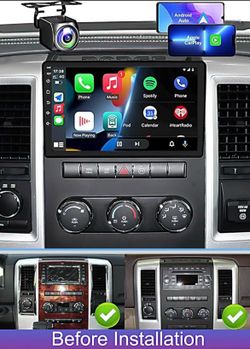 Car Stereo Radio Upgrade for Dodge RAM 1 3500 for 2009 2010 2011 2012,Android Stereo Replacement,Build in Wireless carplay Android Auto,Free C