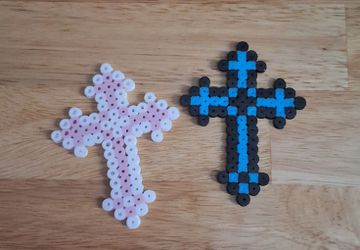 Handmade Perler Bead Cross Set of 2