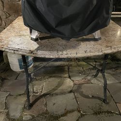 Gorgeous Granite Table With Double OG Edge and Wrought Iron Table Base
