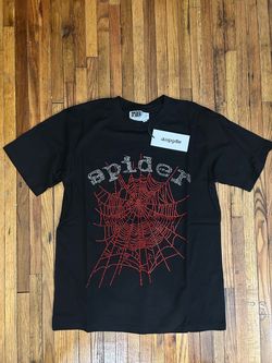 Sp5der Black Rhinestone Web T-Shirt