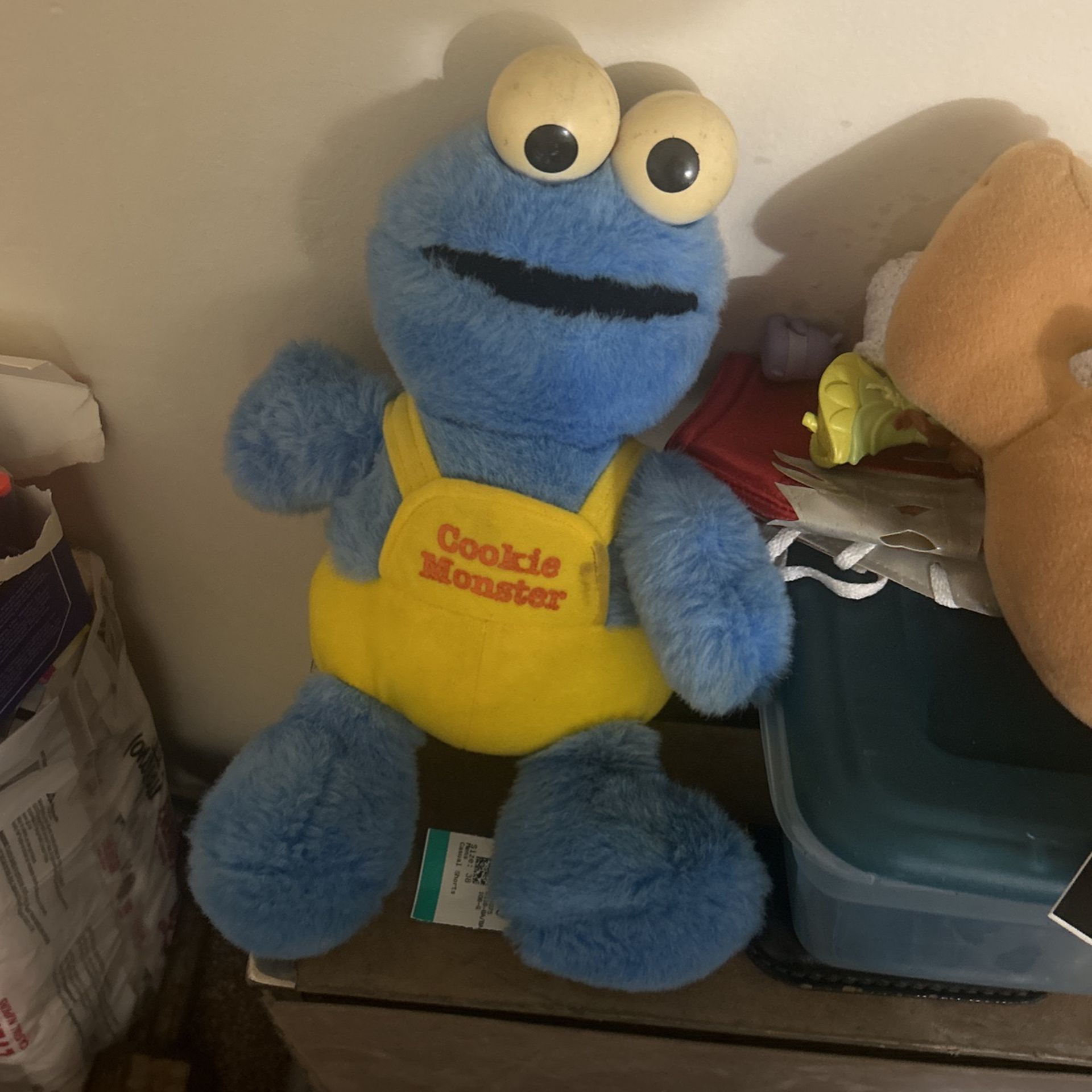 VTG Playskool Sesame Street Cookie Monster 1985 Yellow Pants Talking Not Working