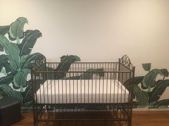 Ornate Iron Baby Crib with Mattress