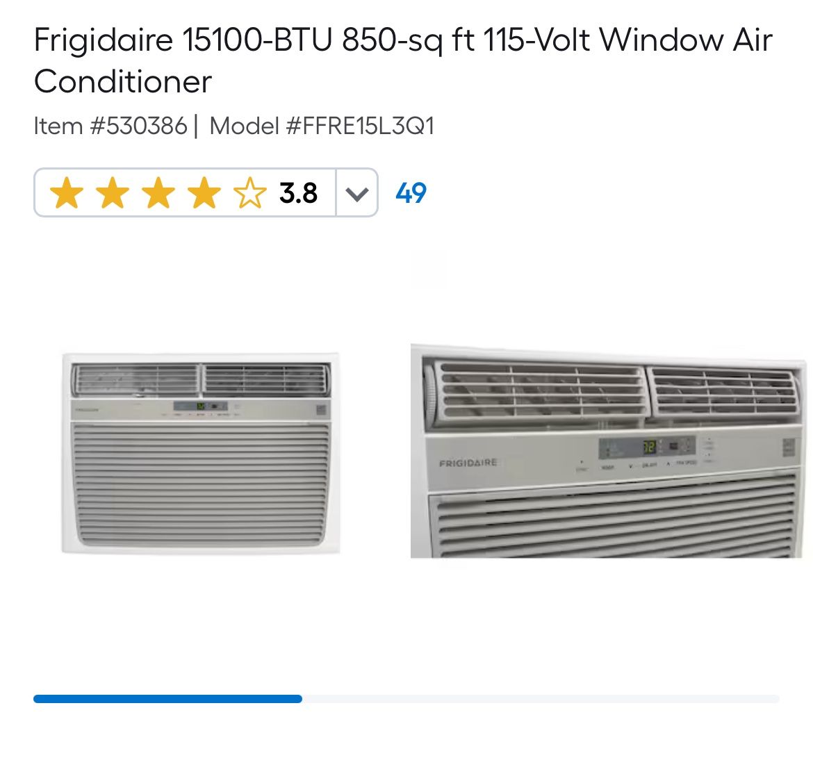 Frigidaire 15100 BTU Window Air Conditioner (AC) 850sq Ft 115 Volt