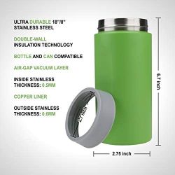 Slim Can Cooler Insulated for 12oz Slim Cans | Skinny Can Cooler Insulated Stainless Steel Drink Holder for Hard Seltzer, Beer, Soda, and Energy, Gree