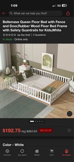 Queen floor bed with fence and door