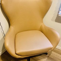 Tan/brown Faux Leather Wingback Swivel Chair  Accent chair