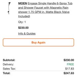 Moen Matte Black engage magnetix 6 setting hand shower + rain shower