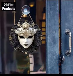 Venetian Mask Round 2D Flat Hanging Sign