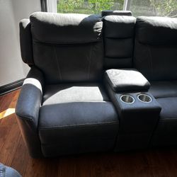 Gray Dual Seat Recliner Sofa