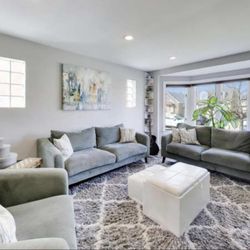 Modern Green Sofa Set – 2 Sofas + Chair 