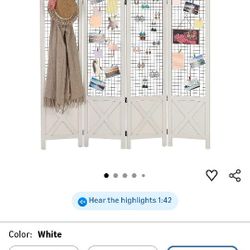 Wnutrees 4 Panel Gridwall Display, Portable Freestanding Display Board for Craft/Art Shows, Retail, Events, Decorative Wood Room Divider Folding Scree