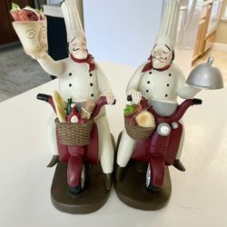 Set Of Two Chefs On Scooters Kitchen Decor   Not Selling Separately. 