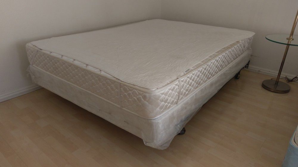 Queen metal wheeled frame bed box spring