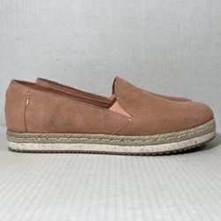 TOMS Palma Pink White Suede Casual Comfort Chic Slip-On Walking Espadrilles Wmns Sz 11