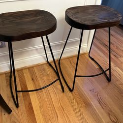 Barstools. Solid wood seat. Counter height.
