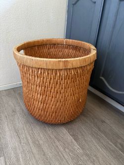 16” Cape cod Nantucket rattan woven basket planter with handles