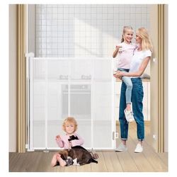 47" Extra Tall Retractable Baby Gates, Extends to 59" Wide, ExtraTall Safety Pet Gate