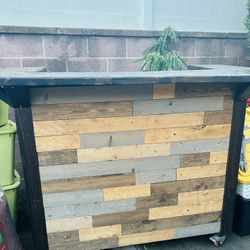 Wood Large Bar With Wheels 