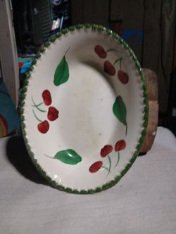  Antique Blue Ridge Potterg Bowl With Cherry Design