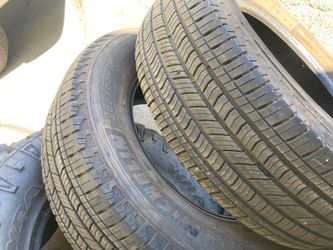 I got two tires in great condition they have about 80% left 265/65R 18 Michelin’s