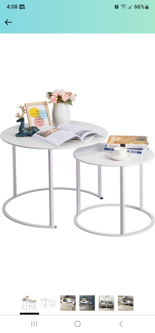 Nesting Tea Table White Set Of 2
