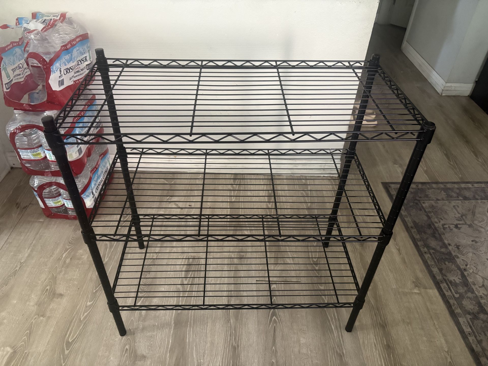 3-Tier Black Metal Wire Shelf - Sturdy & Versatile