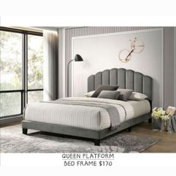 QUEEN PLATFORM BED FRAME NO MATTRESS 
