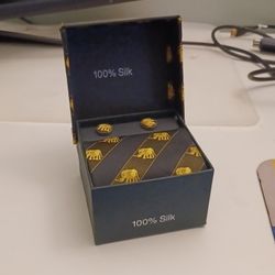 100% Silk Tie, Pocket Square, And Cufflinks (Matching ELEPHANT PATTERN)