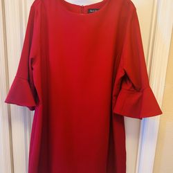Deep Red Flutter Sleeve Dress