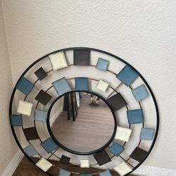 Round Metal Blue/brown Mirror