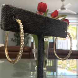 .30ct Diamond 14kt Yellow Ladies Hoop Earrings  “FANCY”