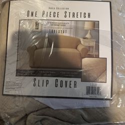 New Loveseat Slipcover – One Piece Stretch (Beige)