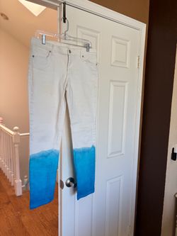 Ann Taylor LOFT White Denim Jeans Hand Dyed and Painted Size 29 / 8