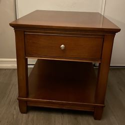 Solid Wood Nightstand With Drawer 