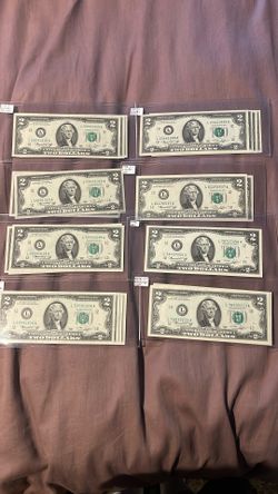 1976 Two Dollar Bills Numerical Order Uncirculated 28 Bills In All