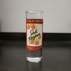 Stoli Raspberry 4" Tall Shot Glass Stolichnaya Razberi Russian Vodka 
