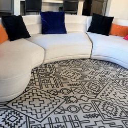 Sofa for sale - Formosa Ivory White Fabric 136" 3 Piece Curved Sectional | Modular