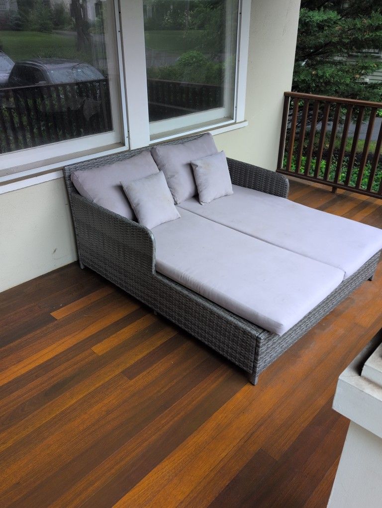 Wicker Wide Loveseat With Cushions