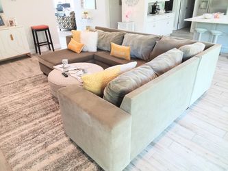Beige Oversized U Shaped Sectional Sofa 