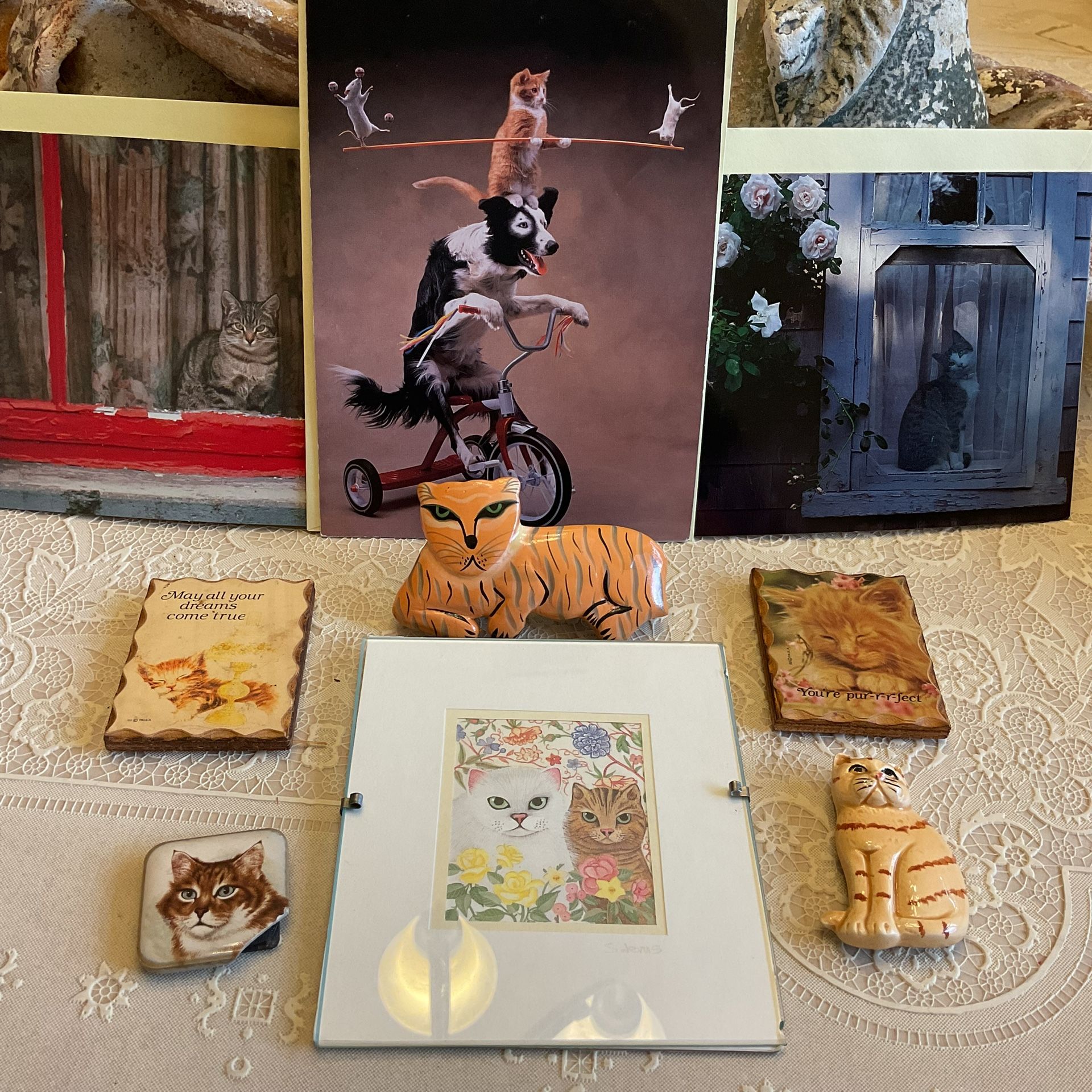 Cat Lovers Bundle — 9 Pcs Art, Magnets,, Cards
